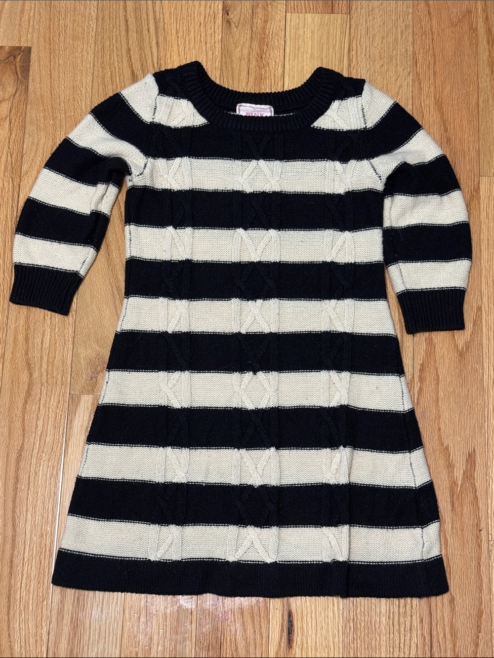 Pink Republic Black and Cream Striped Knit Dress